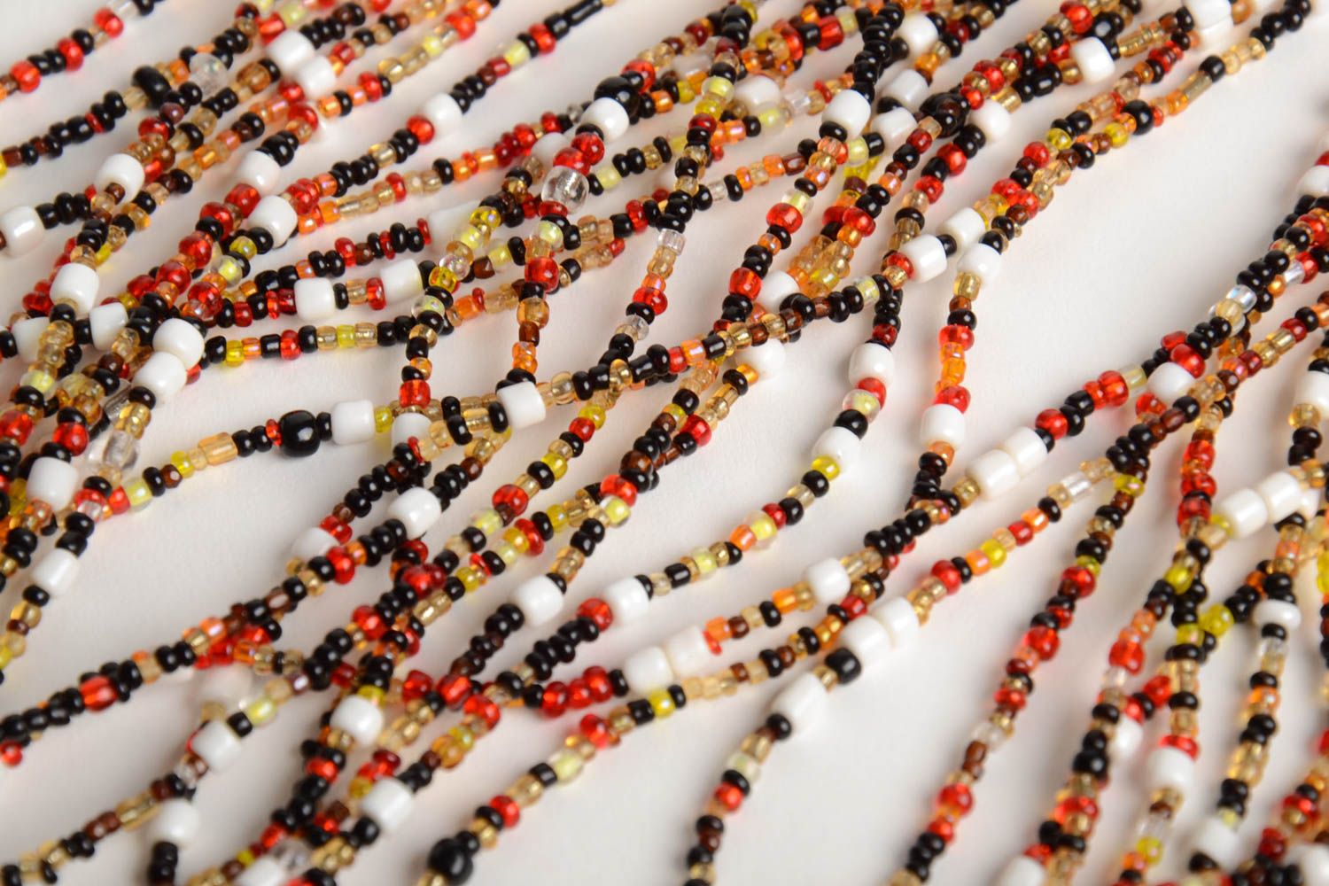 Handmade colorful motley airy multi row necklace crocheted of Czech beads photo 5
