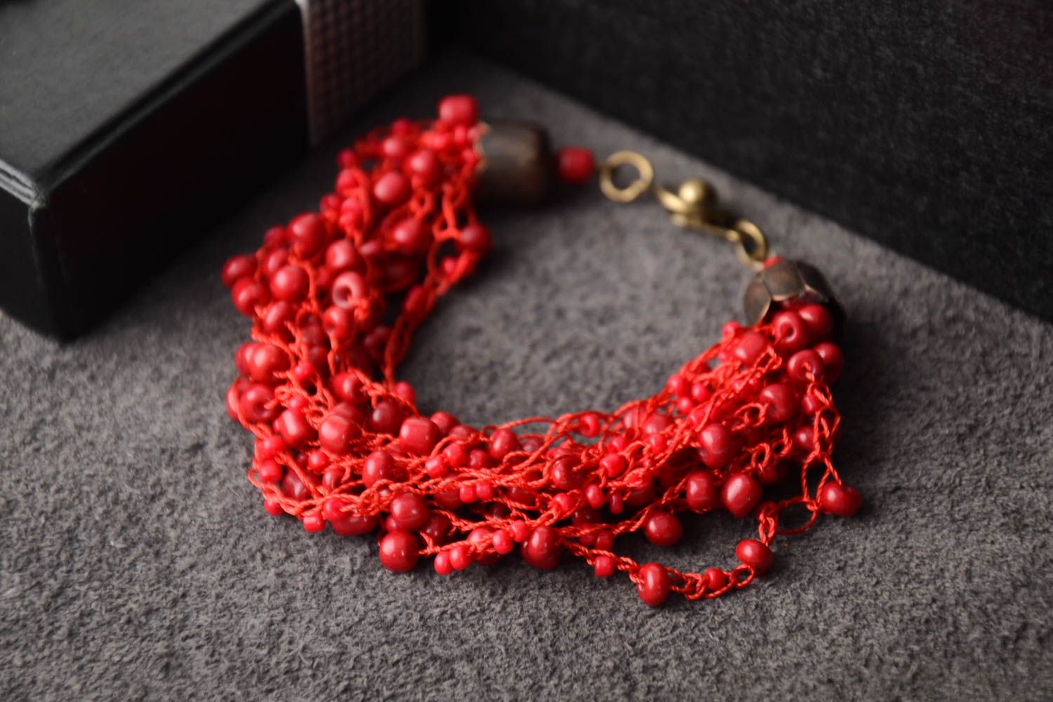 Pulsera de moda artesanal de abalorios roja brazalete para mujer regalo original foto 1
