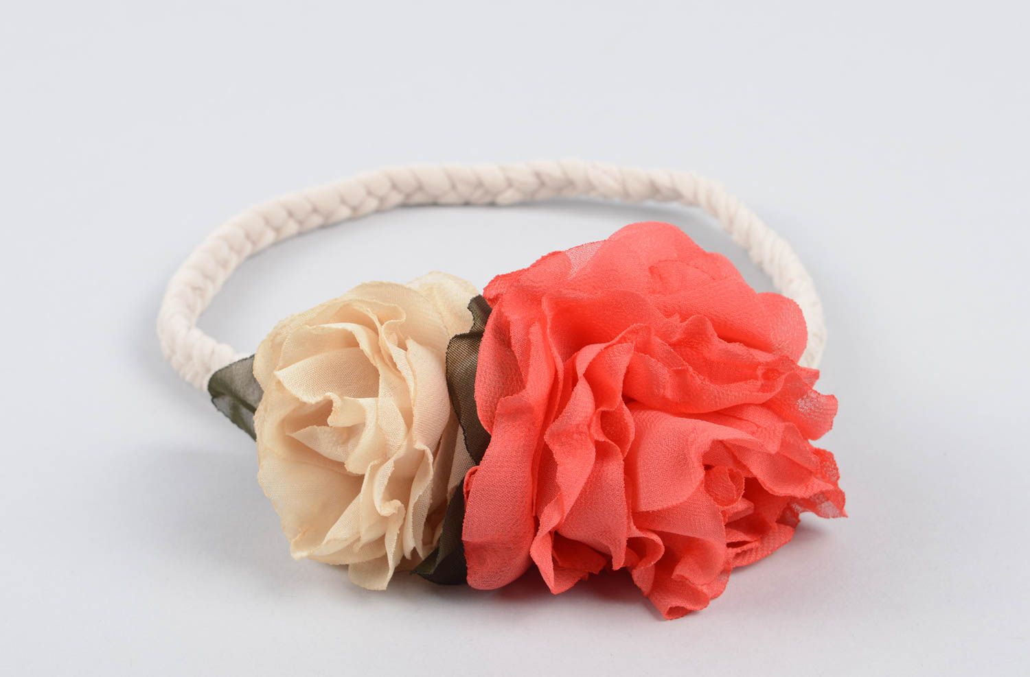 Handgemacht Haarband mit Blume Designer Schmuck Haar Accessoire zweifarbig foto 1
