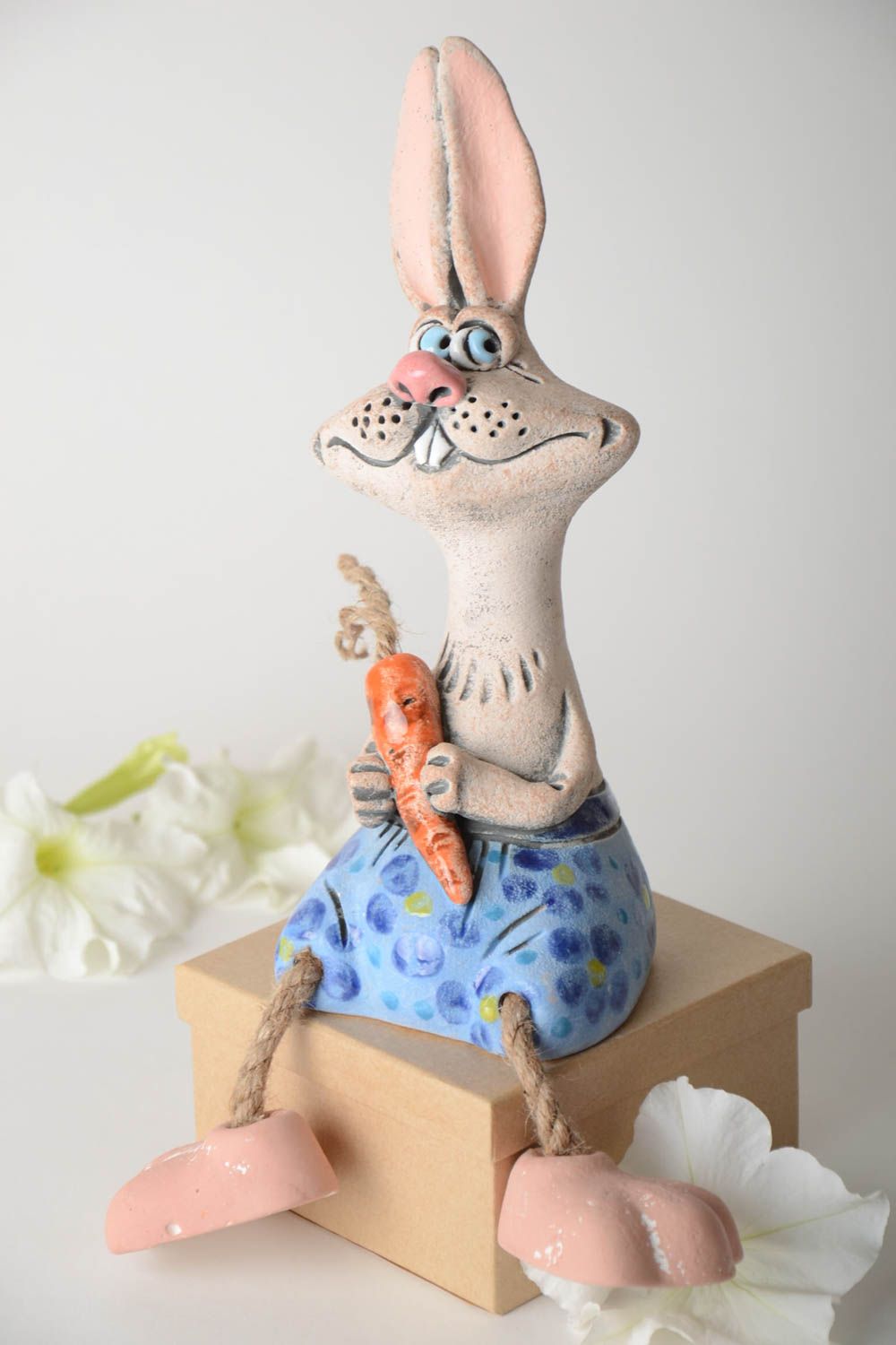 Unusual ceramic rabbit cute handmade moneybox beautiful nursery decor photo 1
