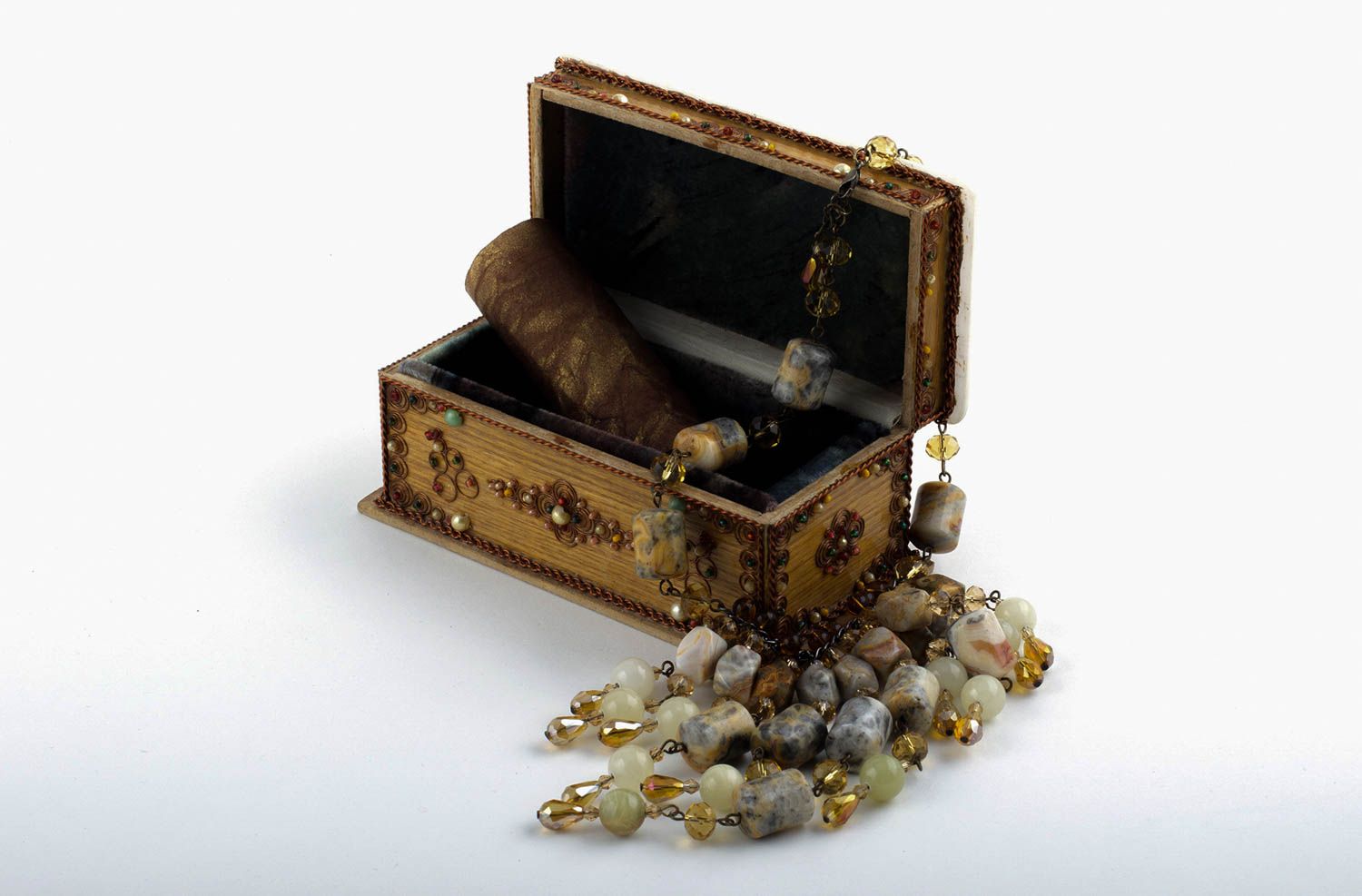 Handmade Perlen Schmuck Damen Collier Geschenk für Frauen mit Natursteinen foto 1