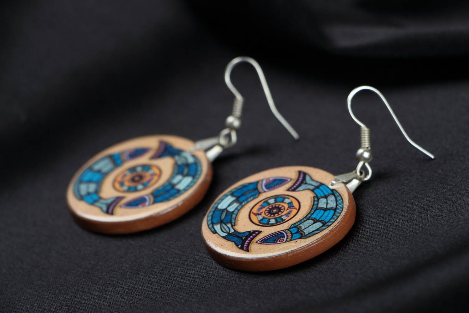 Earrings made of polymer clay Pisces photo 2