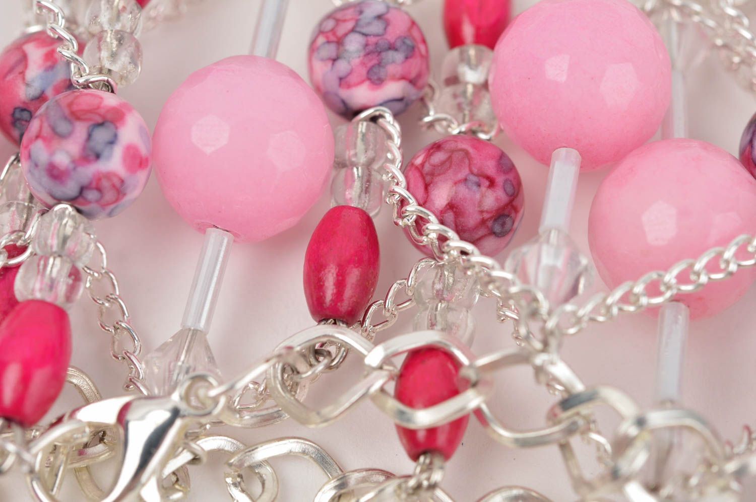 Handmade earrings beautiful wrist bracelet designer pink jewelry set girls gift photo 5