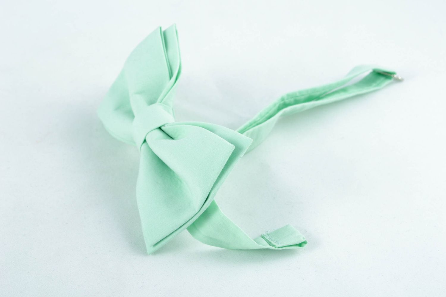 Fabric bow tie of light turquoise color photo 5