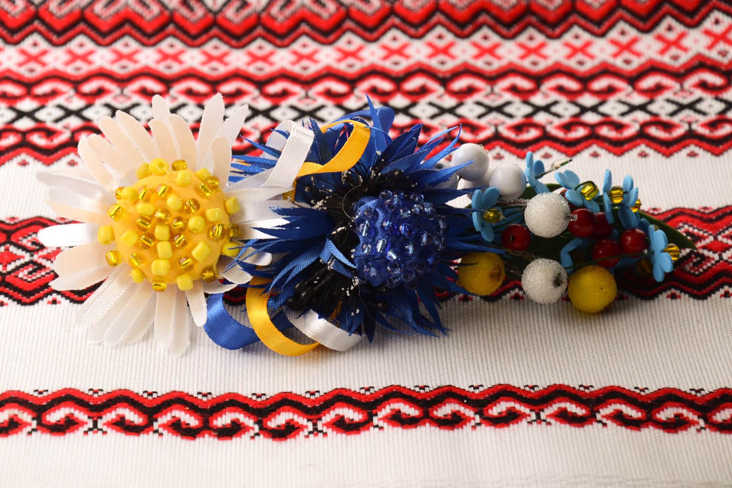 Handmade flower hair clip unusual stylish accessory beautiful barrette photo 1