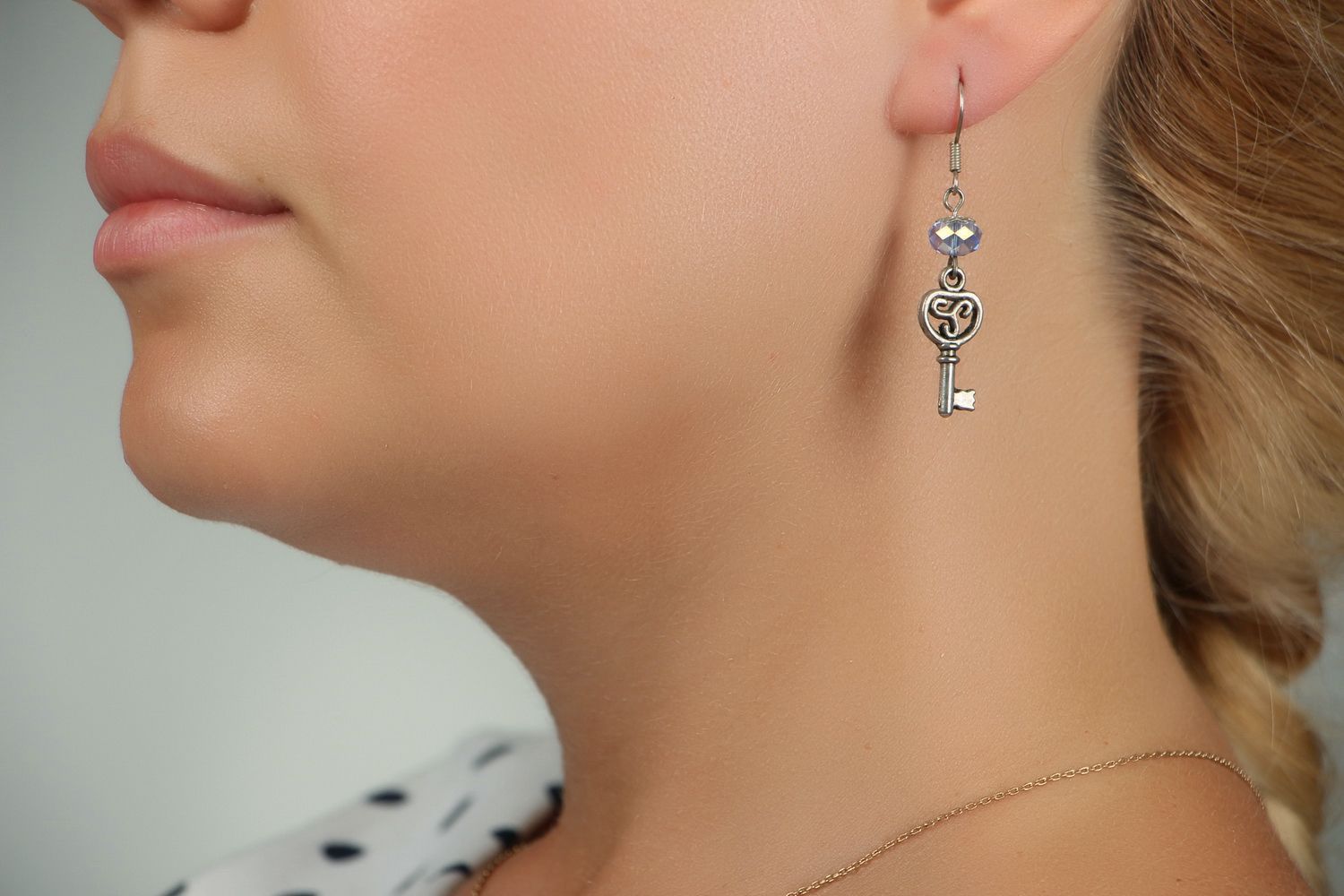 Metal earrings Keys photo 5