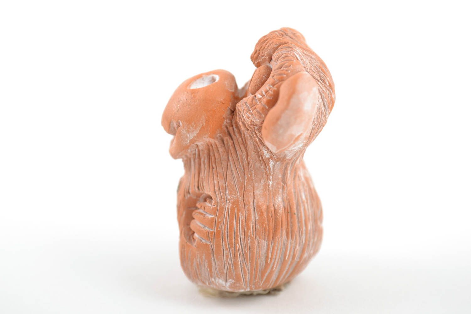 Фигурка из глины обезьянка маленькая смешная коричневая красивая ручной работы фото 3