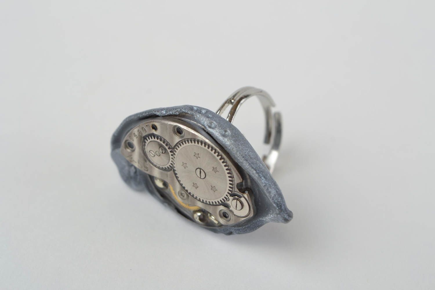 Handgemachter Ring aus Metall in Steampunk Stil Autoren Design für Frauen foto 5