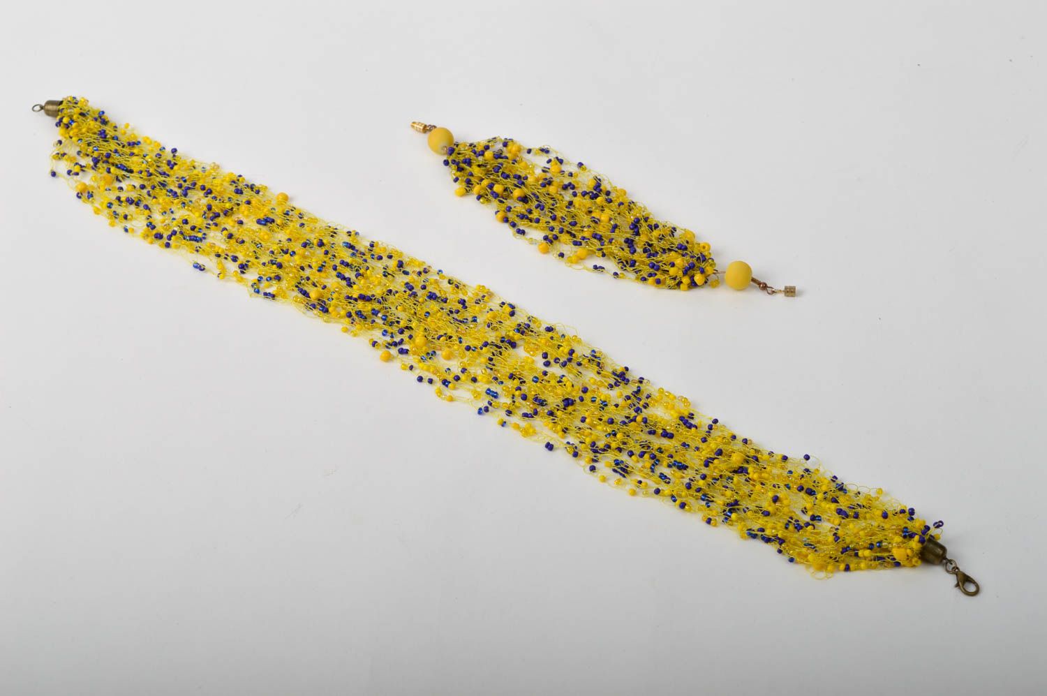 Украшения из бисера ручной работы браслет из бисера колье из бисера желтые фото 3