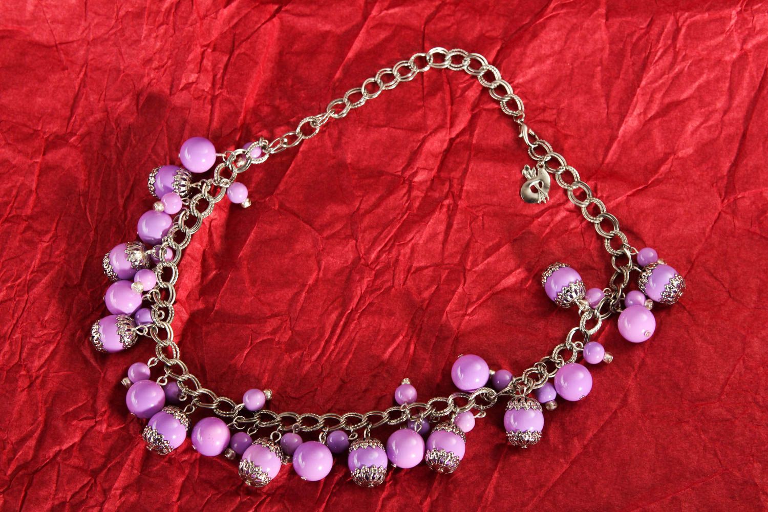 Collar original hecho a mano color lila bisutería artesanal regalo perzonalisado foto 1