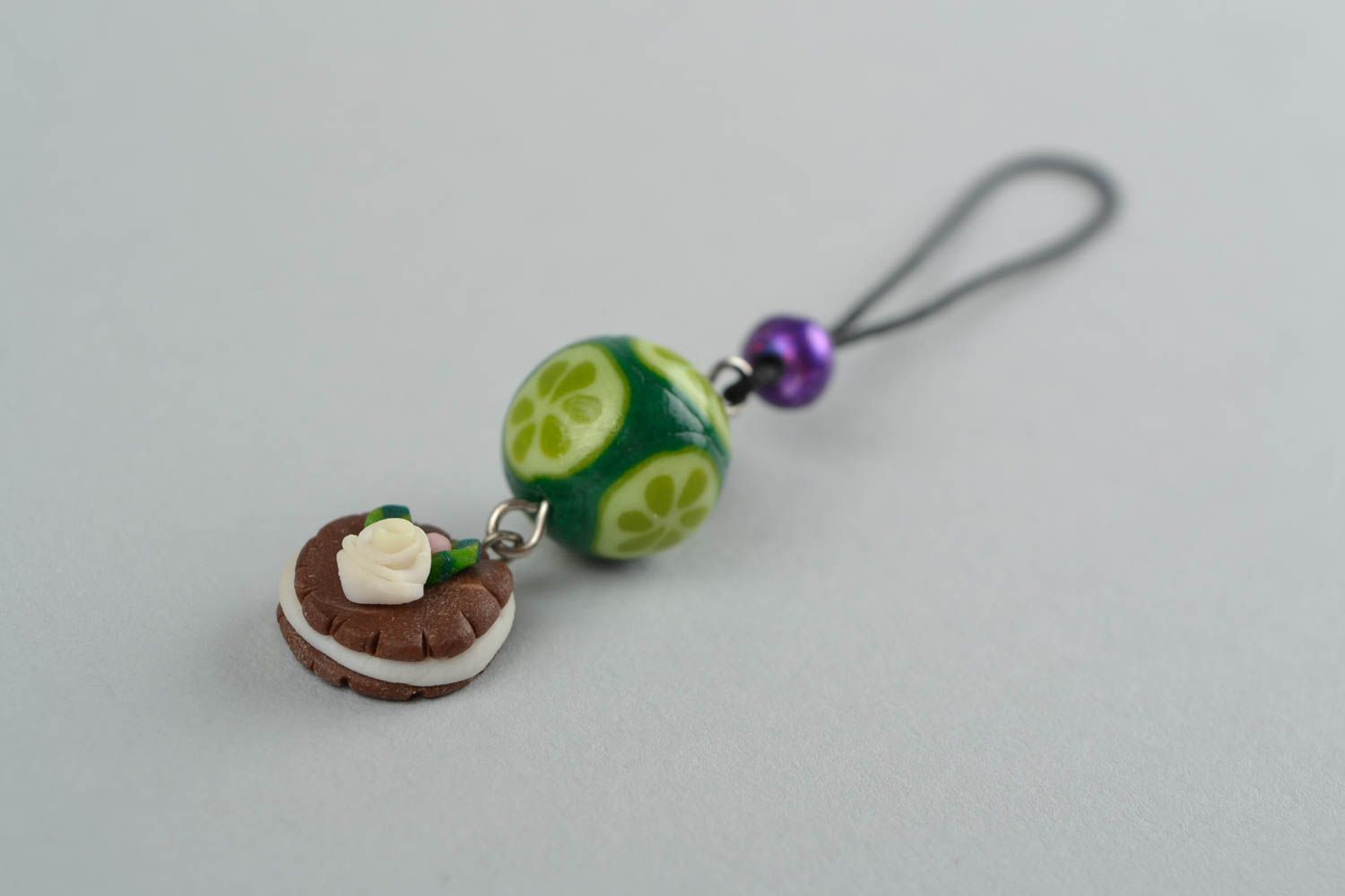 Beautiful funny handmade designer polymer clay keychain for girl Sweets photo 1