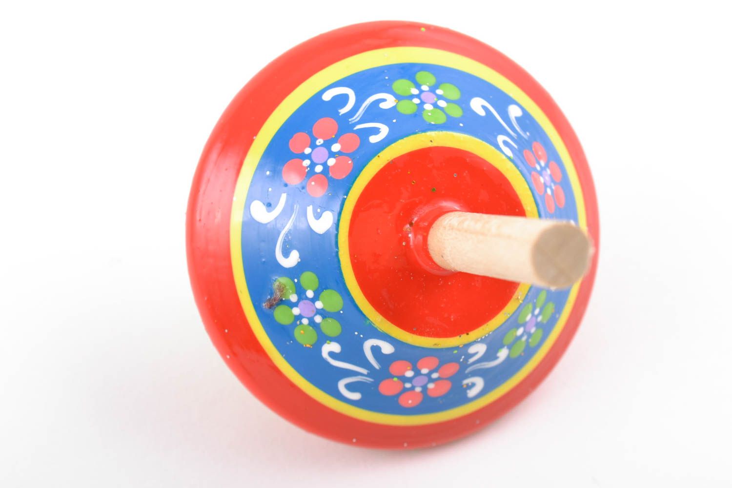 Handmade educational children's toy spinning top painted with eco dyes photo 3