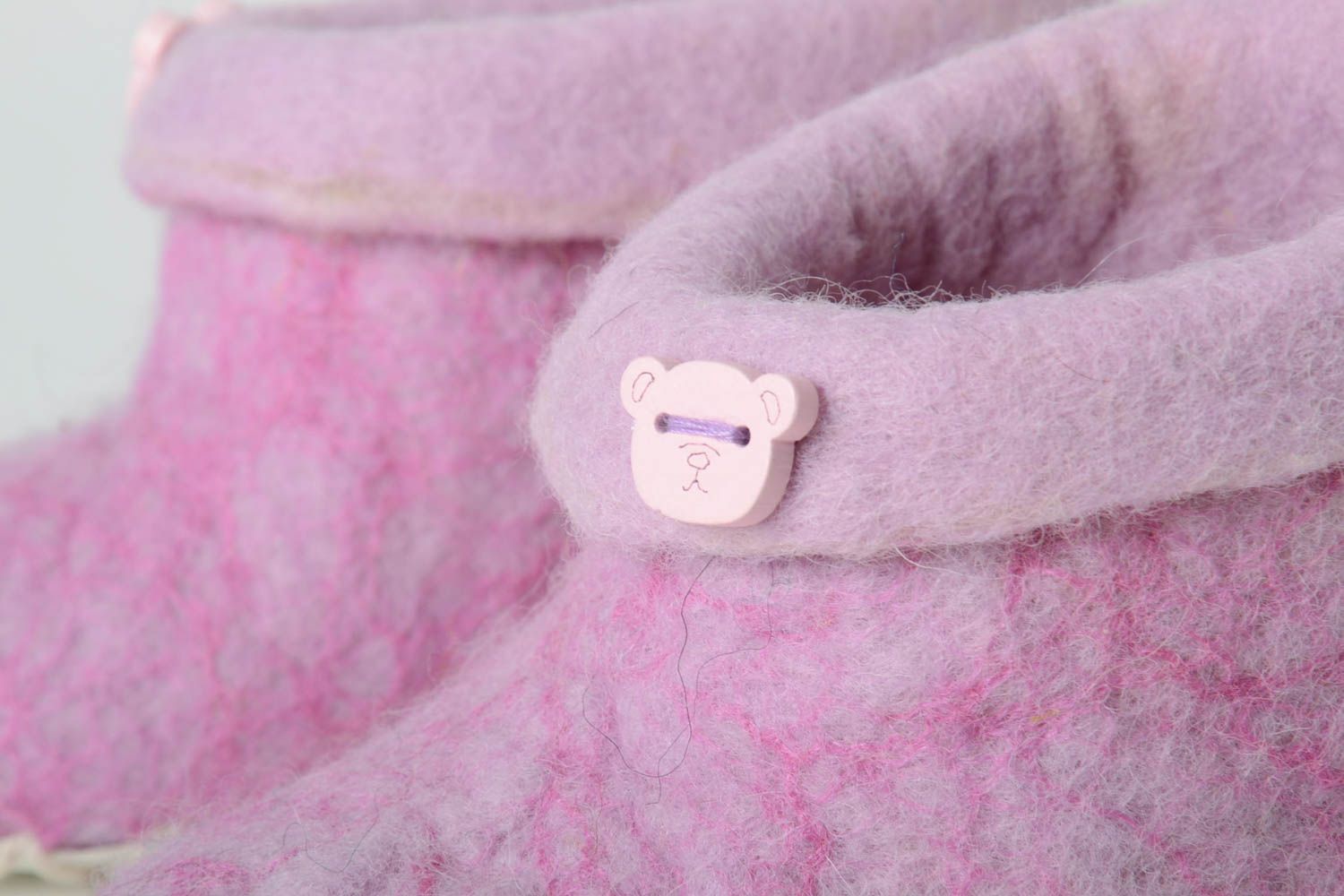 Pantoufles en laine Chaussons laine fait main roses chaudes Accessoire enfant photo 5
