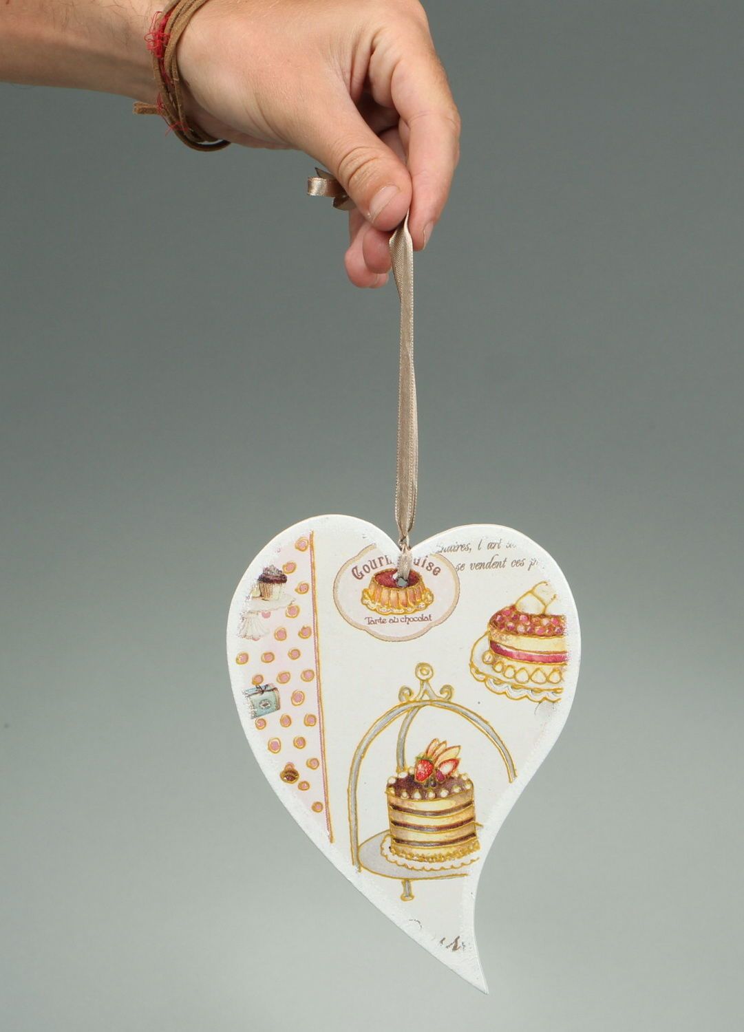 Suspension décorative en forme de coeur faite main photo 2