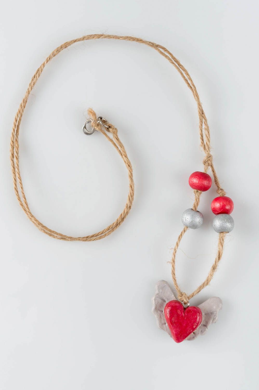 Handmade designer pendant clay jewelry woman heart shaped accessory photo 2