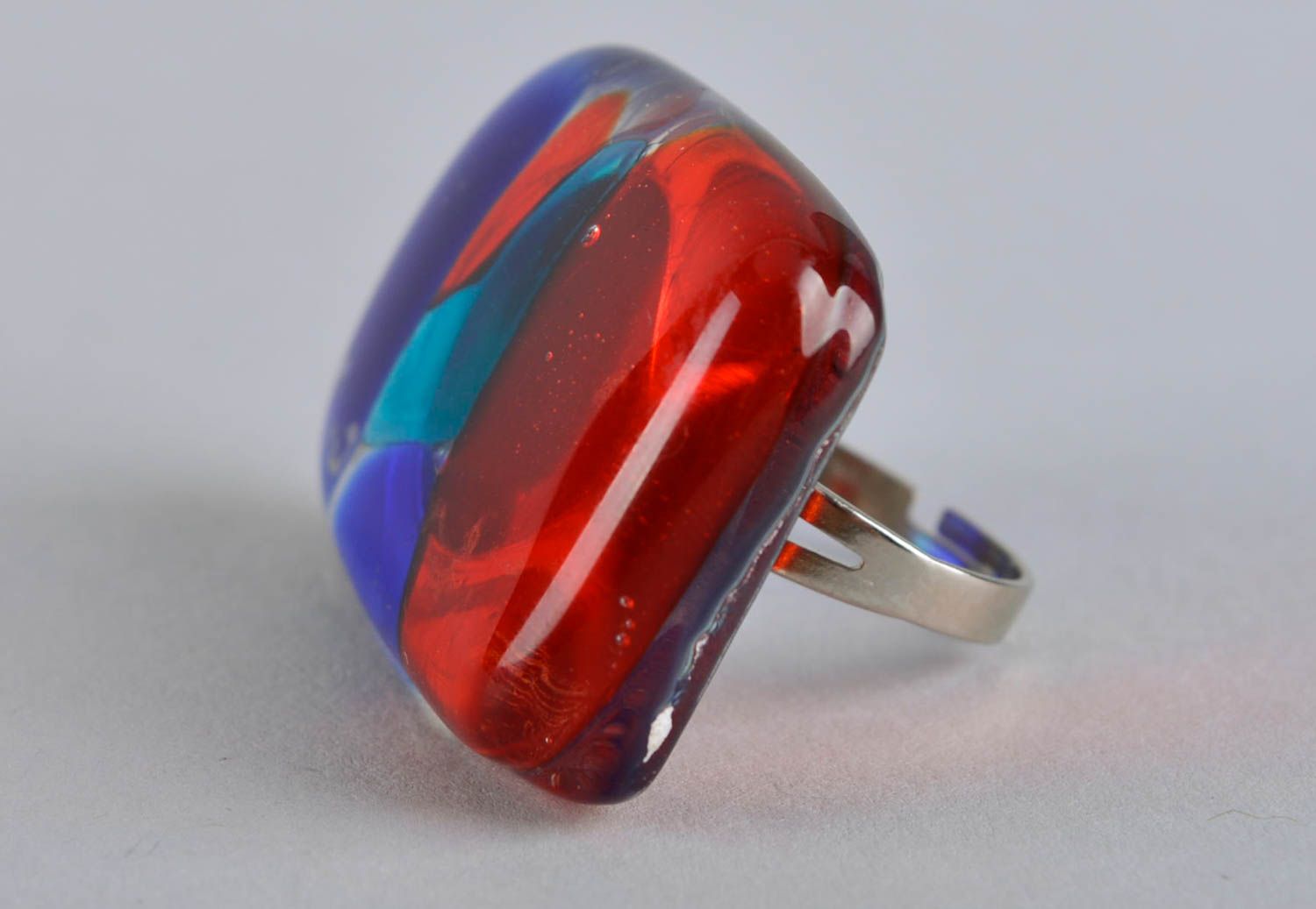 Unusual handmade glass ring artisan jewelry glass art accessories for girls photo 2