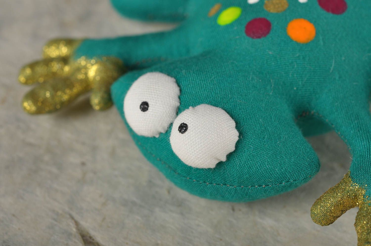 Kuscheltier Stoff handgemachter Stofftier Frosch schöne Kinder Spielsache lustig foto 2