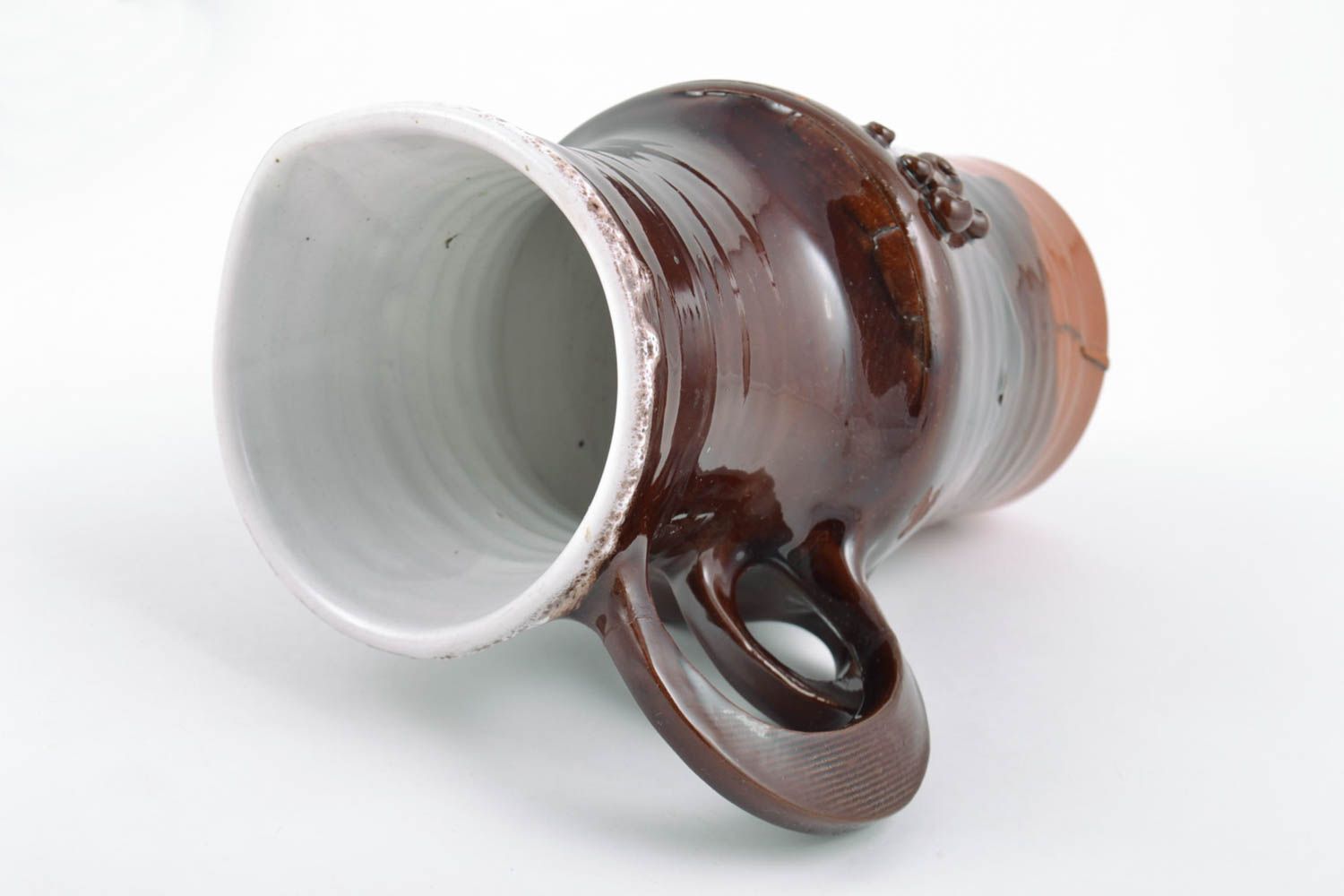 15 oz ceramic porcelain brown pitcher jug with handle 1,4 lb photo 5