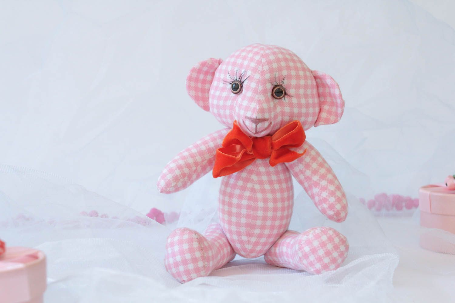 Soft fabric toy Bear with a Bow photo 1