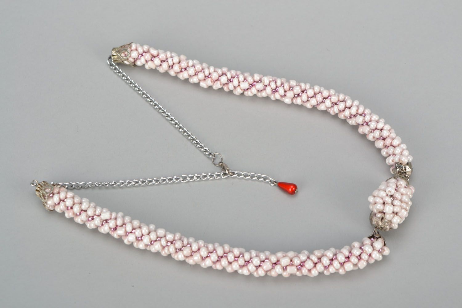 Cord necklace with Czech beads photo 2