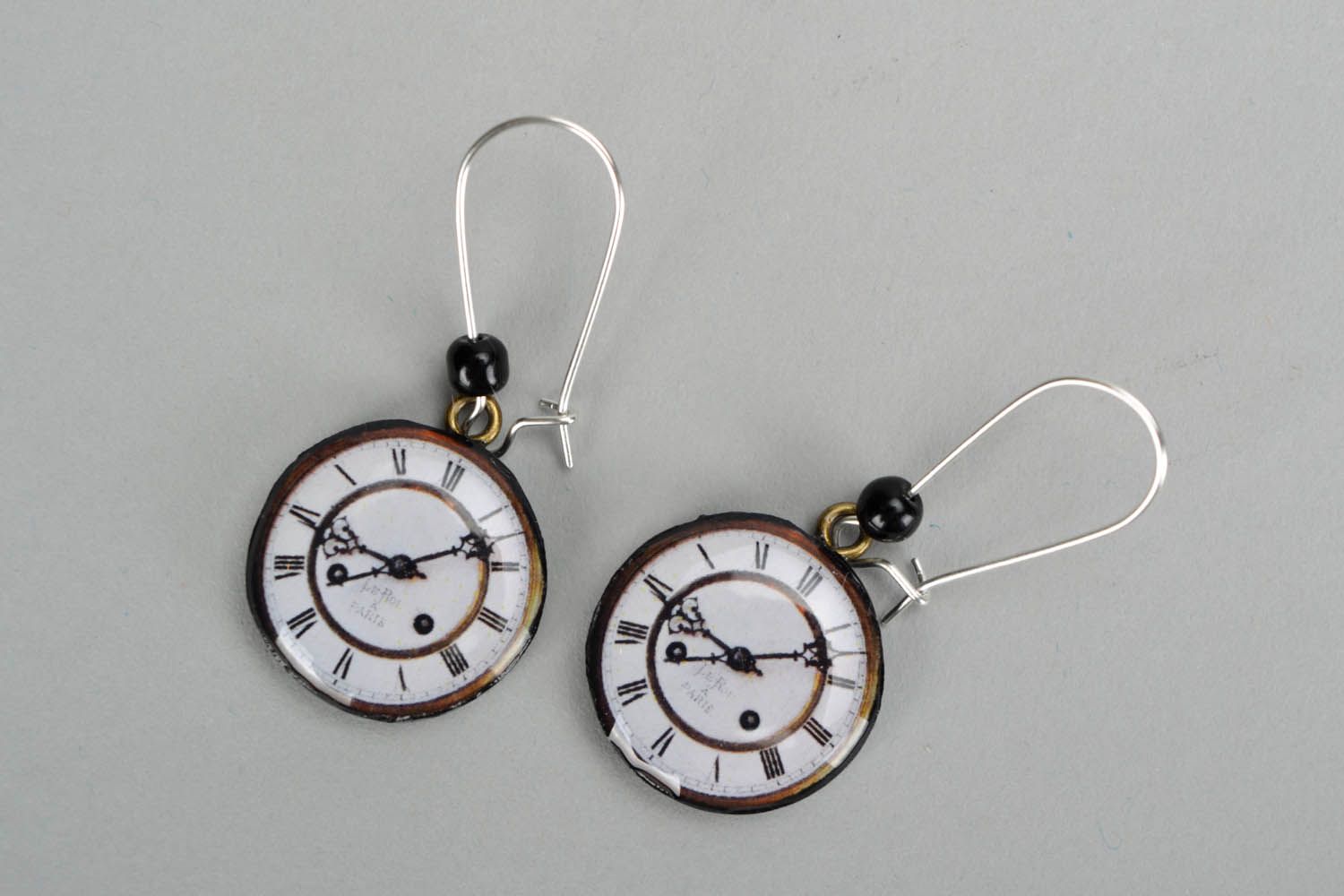 Polymer clay earrings Vintage Watches photo 2