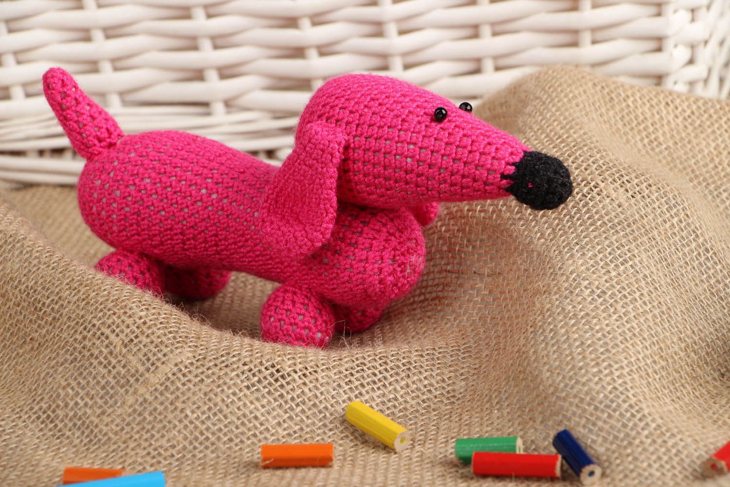 Pink dachshund toy photo 5