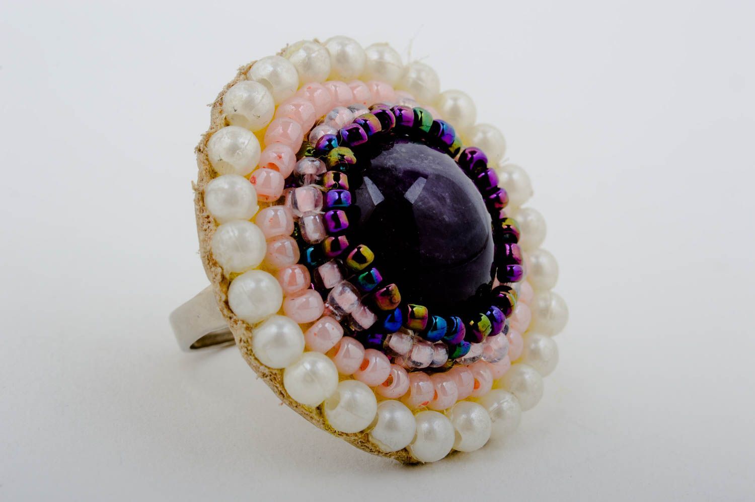 Handmade ring designer ring for women unusual gift accessory with agate photo 2
