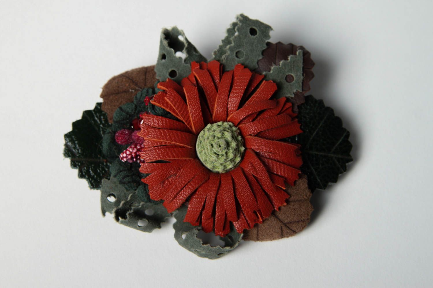 Brooch jewelry flower brooch handmade leather goods fashion accessories photo 3