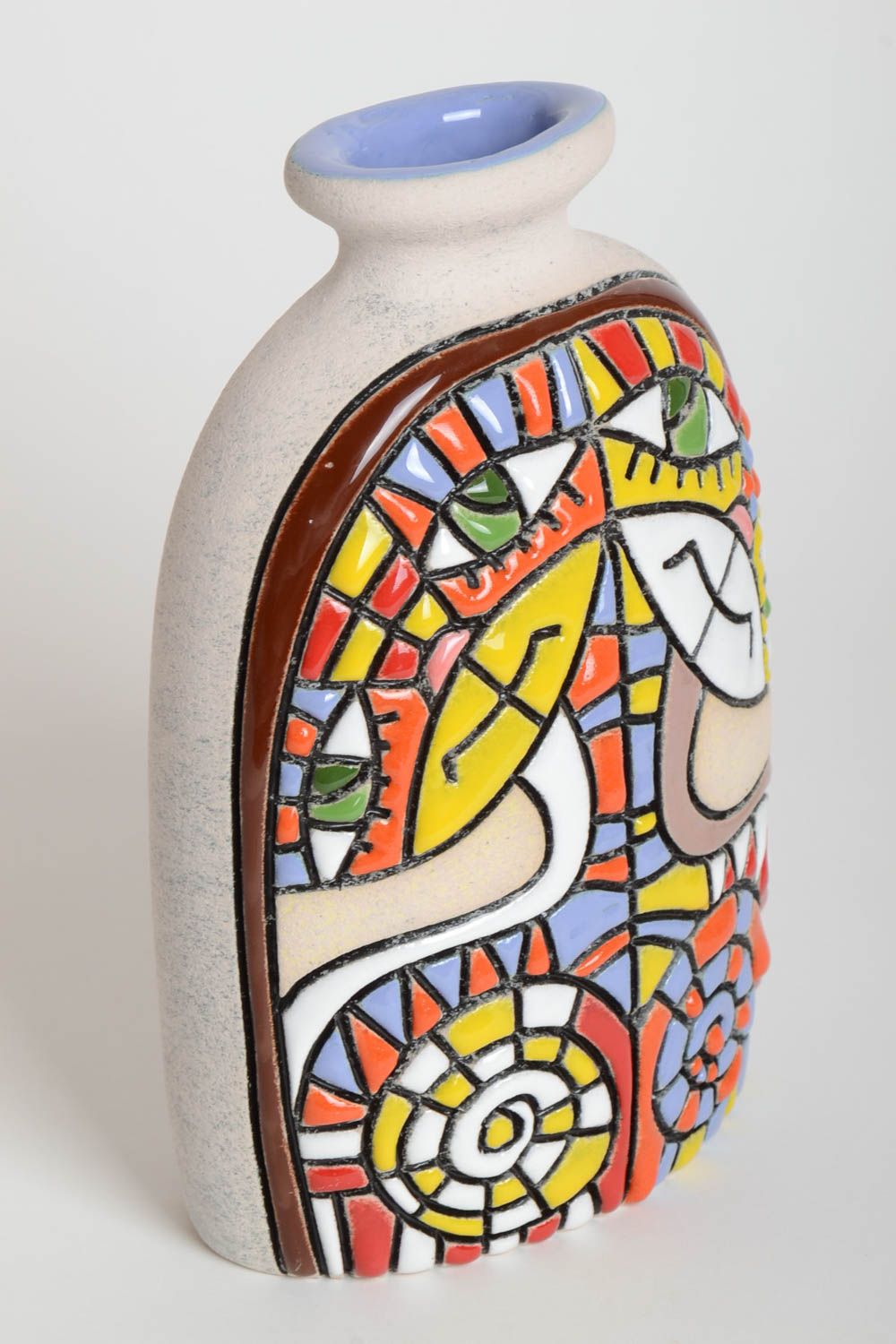 Vase argile fait main Déco maison avec ornements Cadeau original pour maman photo 2