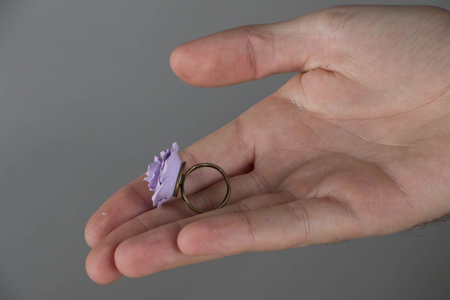 Кольцо с цветком из полимерной глины Роза фото 5