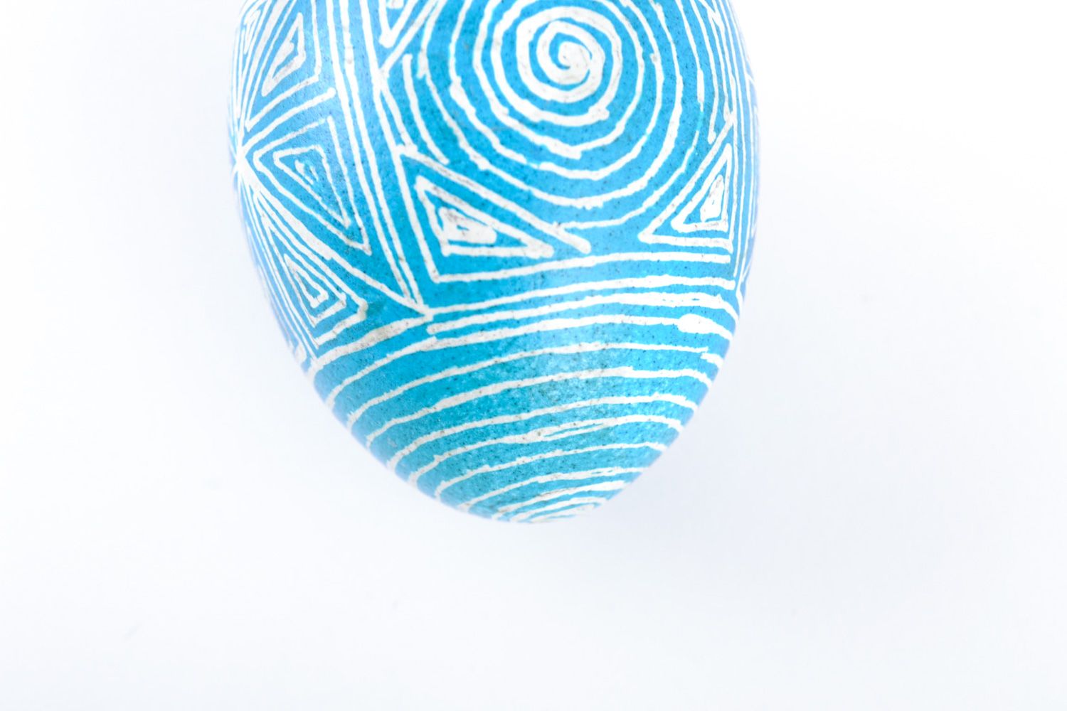 Handmade decorative art painted Easter egg of blue color symbol of health photo 4