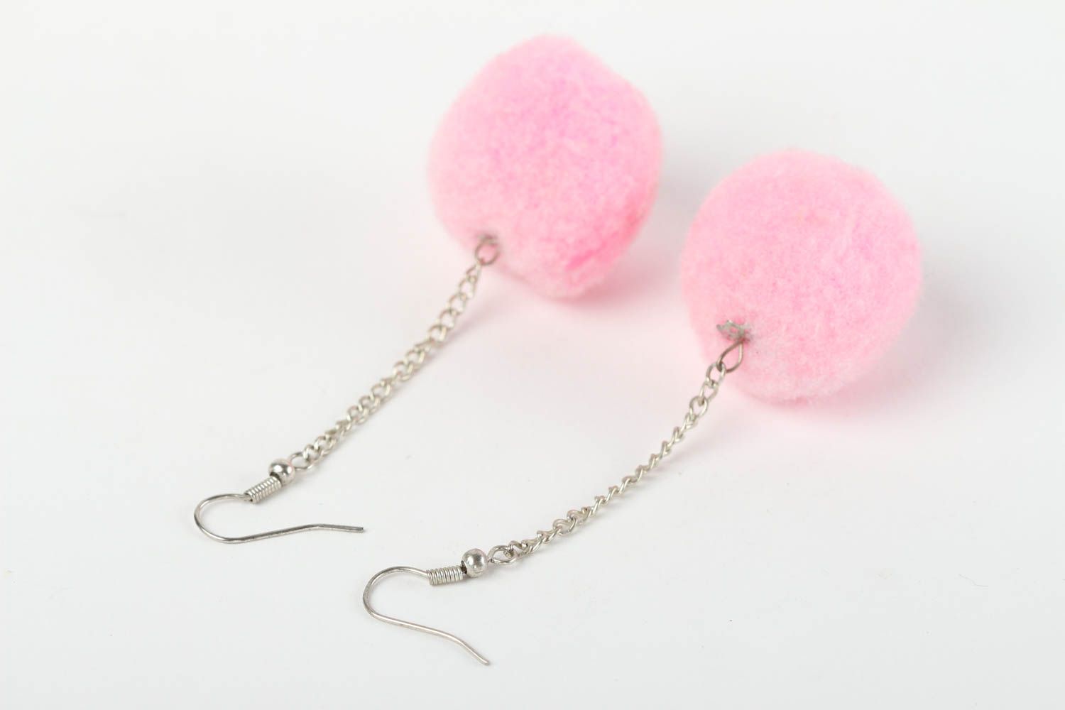 Handmade rosa Kugeln Ohrringe Designer Schmuck Accessoire für Frauen aus Filz foto 4