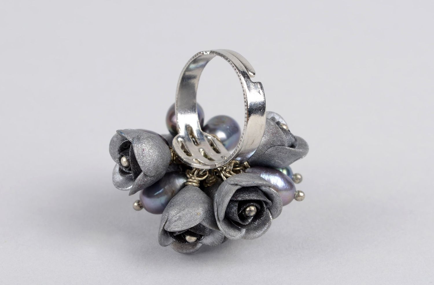Кольцо ручной работы цветочное кольцо украшение из полимерной глины стильное фото 3