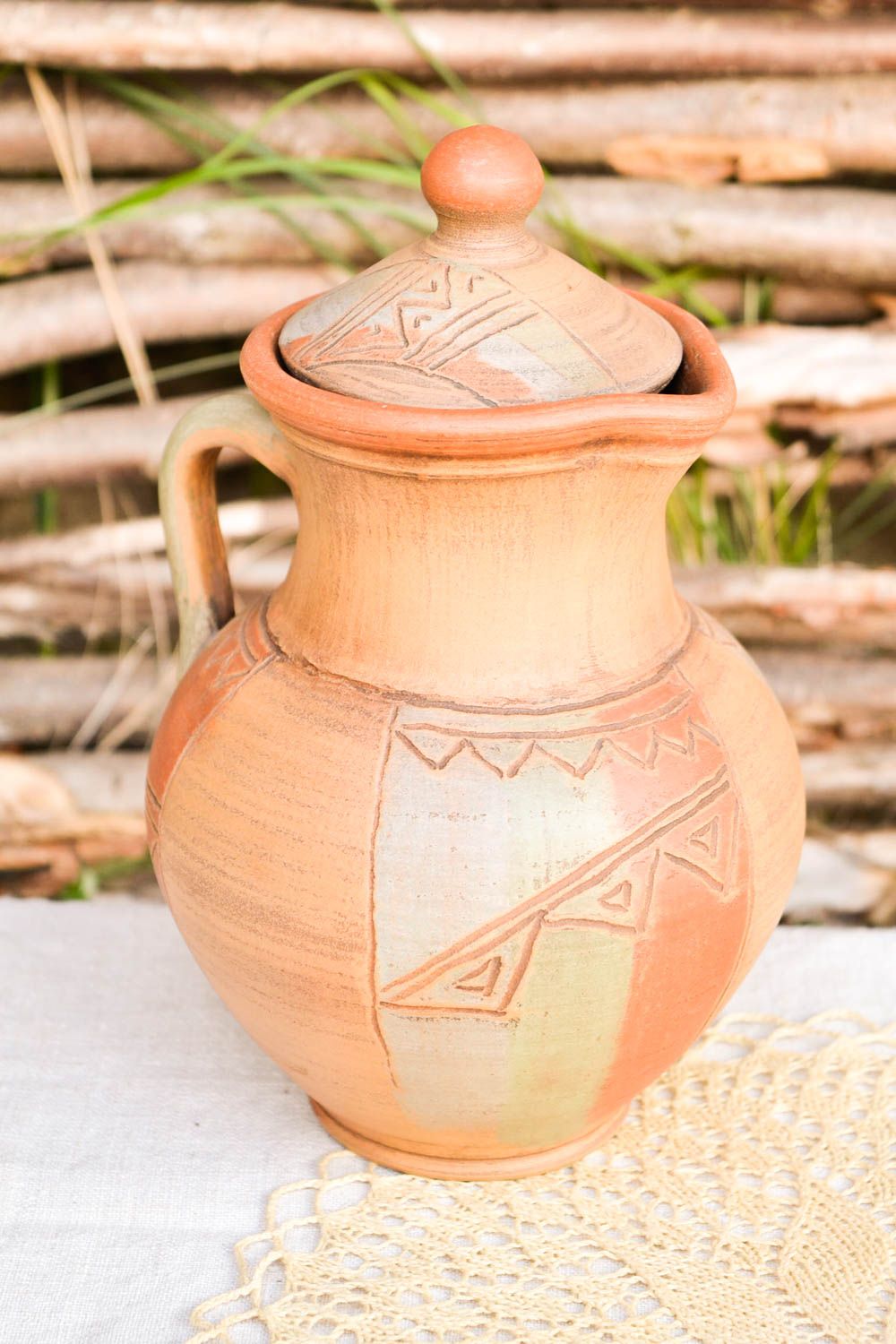Handgemachtes Geschirr Keramik Kanne Geschirr aus Ton Keramik Krug groß foto 1