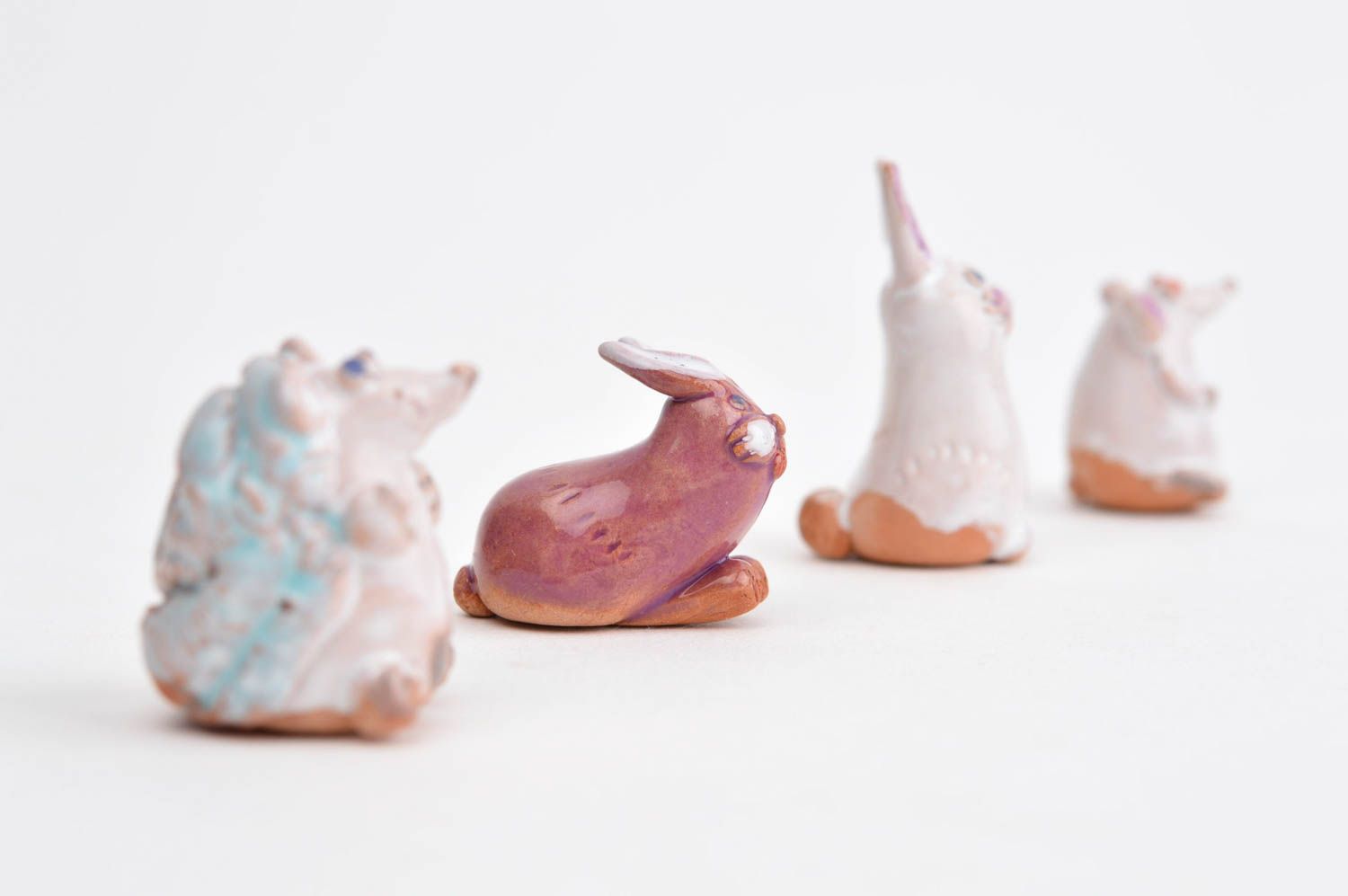 Figurines animaux fait main Statuettes miniatures 4 pcs en argile Déco intérieur photo 8