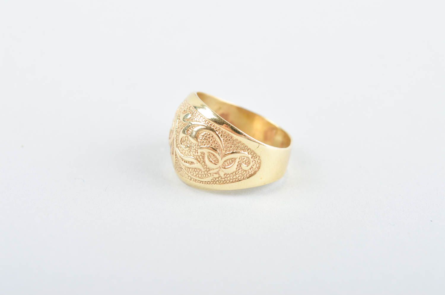 Beautiful handmade metal ring patterned brass ring cool metal jewelry ideas photo 2