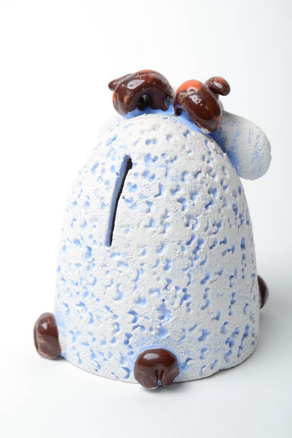 Grelle lustige bemalte Keramik Spardose aus Ton Halbporzellan Schaf Handarbeit foto 4