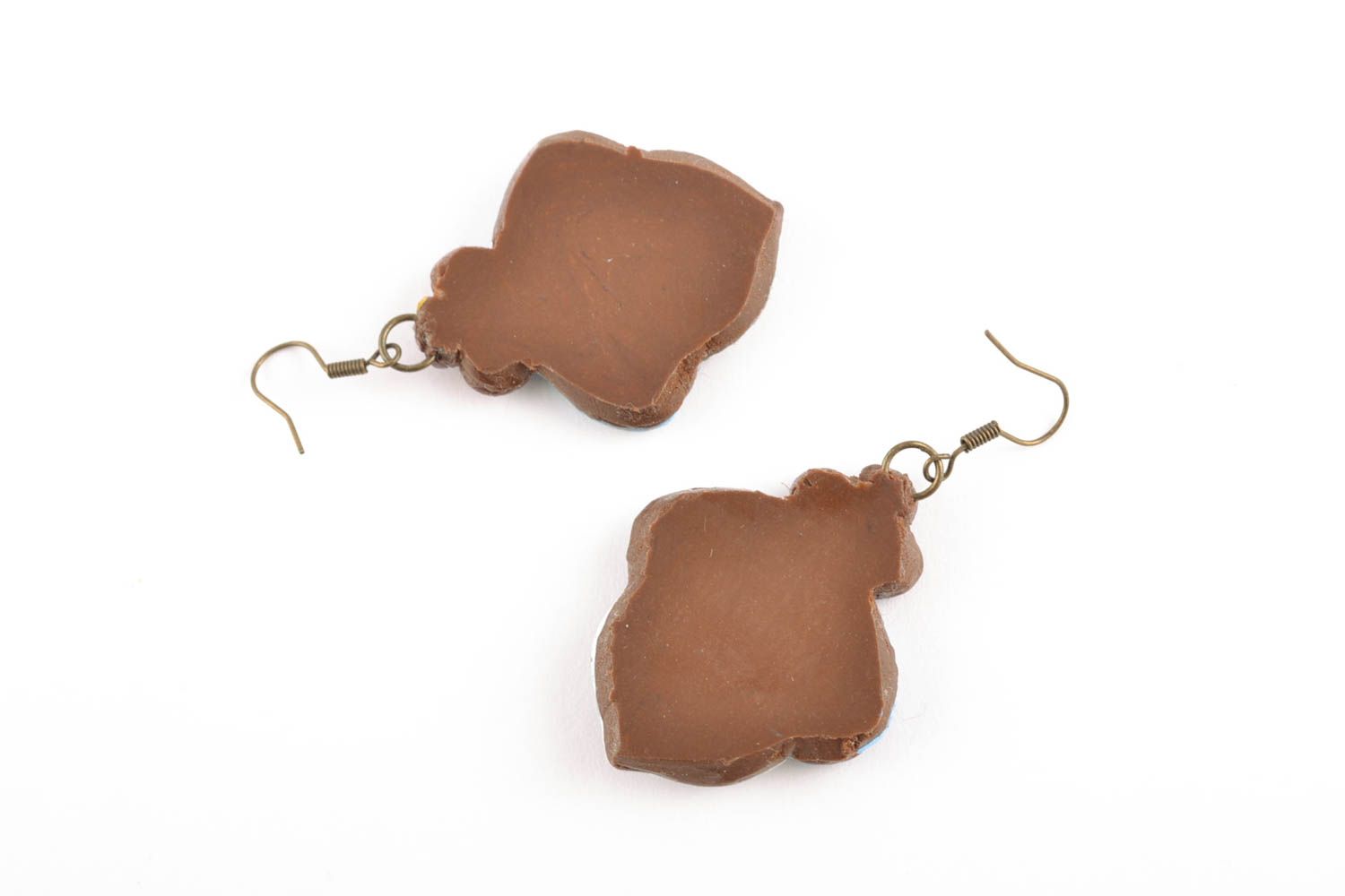 Handmade Ohrringe mit Anhängern aus Polymerton  foto 2