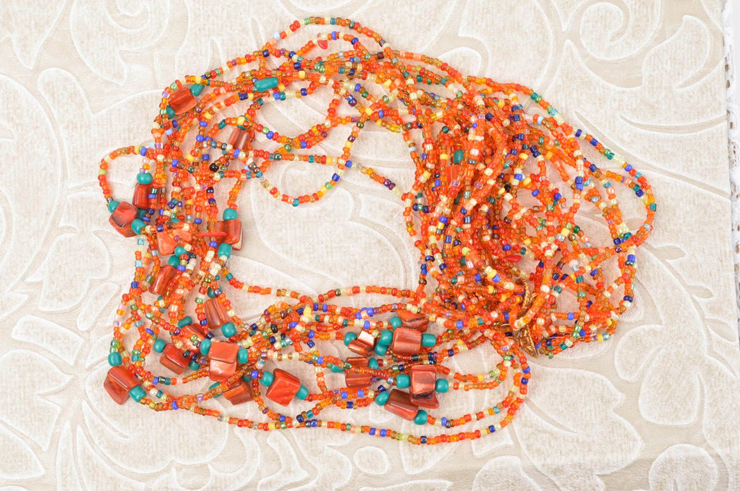 Handmade unusual orange necklace unusual designer necklace feminine accessory photo 1