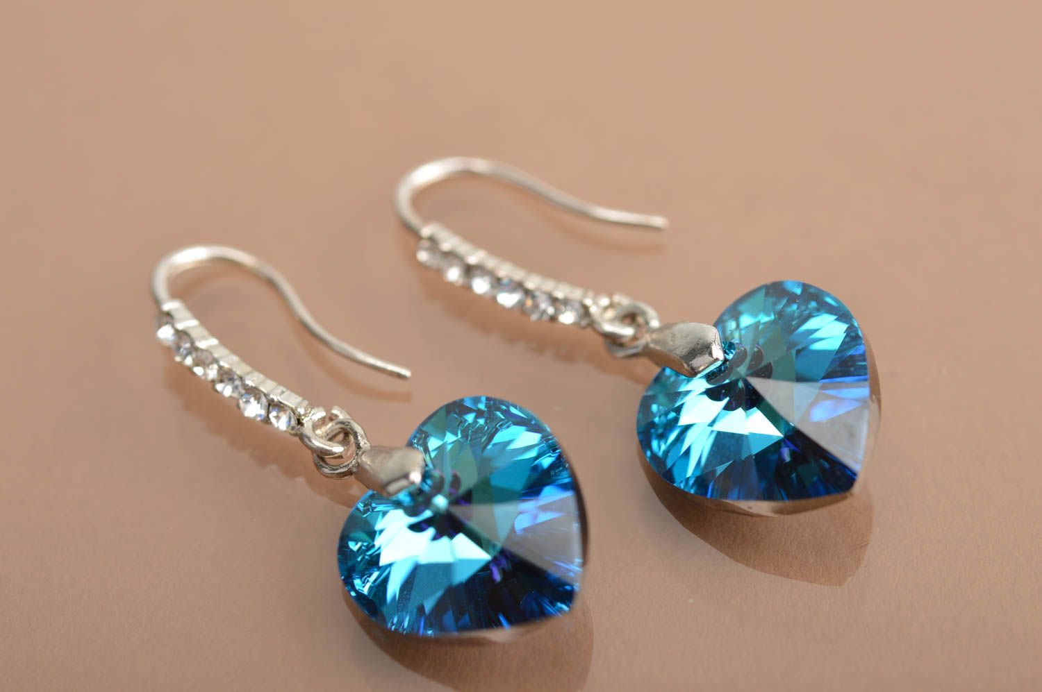 Handmade beautiful earrings stylish crystal accessory unusual cute jewelry photo 2
