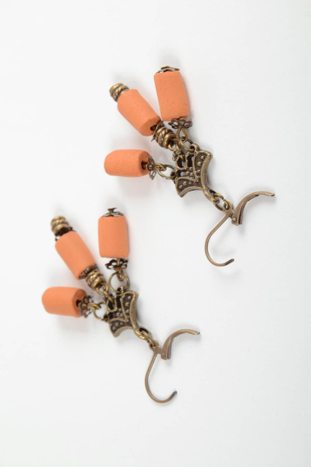 Boucles d'oreilles pendantes Bijoux fait main argile Cadeau femme style ethnique photo 3