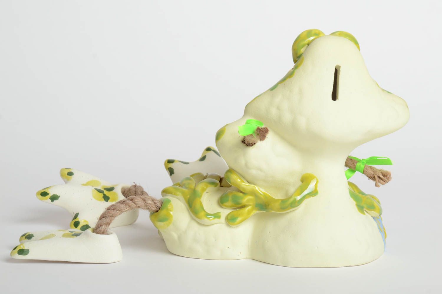 Spardose Frosch handgemachte Keramik Ton Deko Geschenk für Kinder originell foto 5