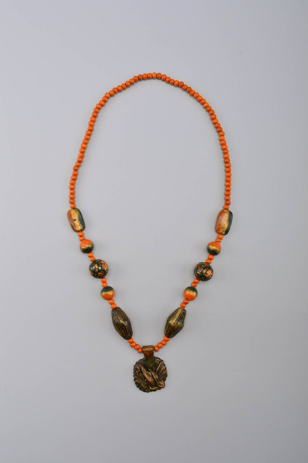 Collar original de cuentas anaranjadas bisutería artesanal regalo para mujer foto 2