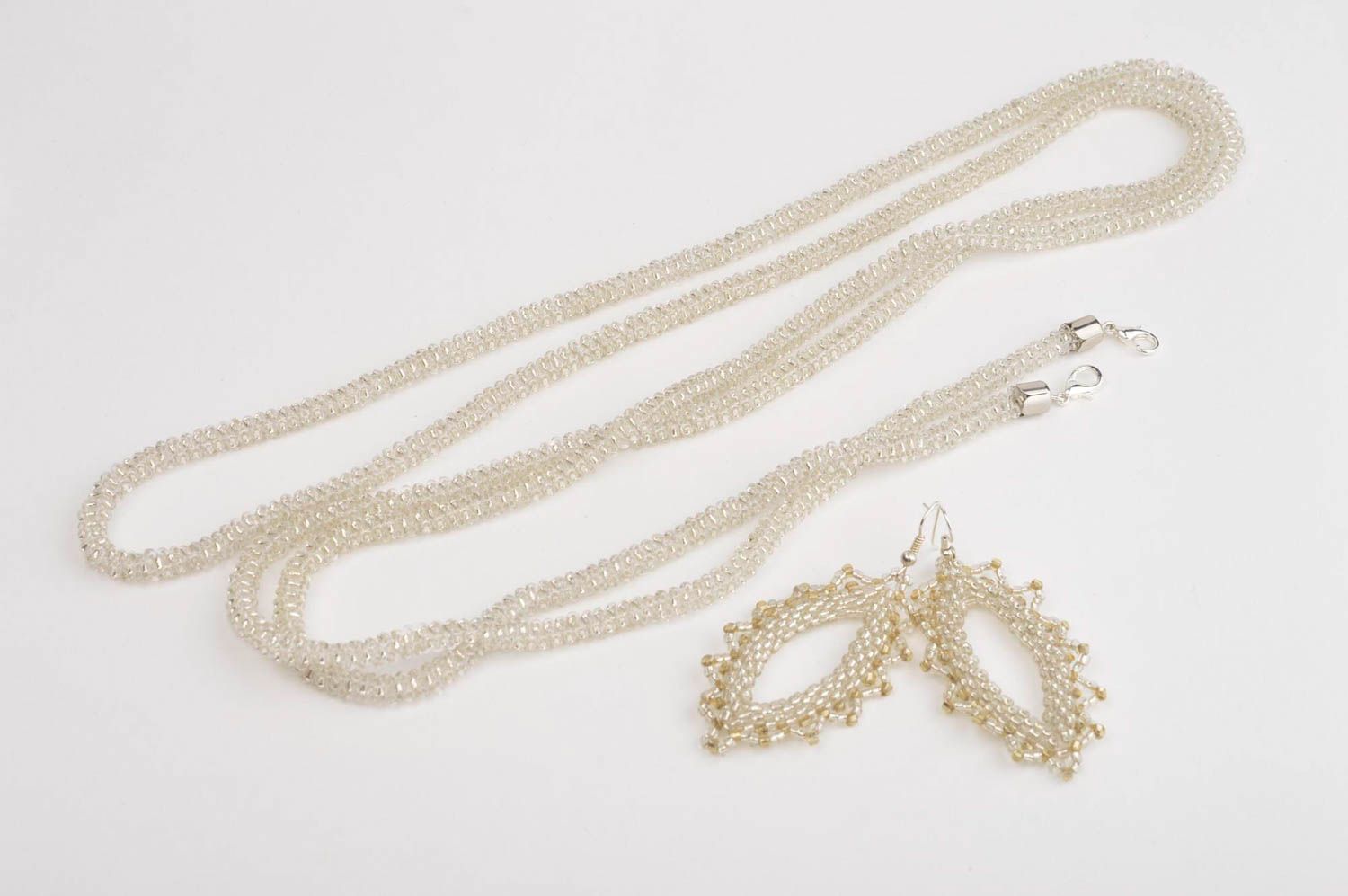 Handmade jewelry set beaded necklace lariat necklace beaded earrings gift ideas photo 2