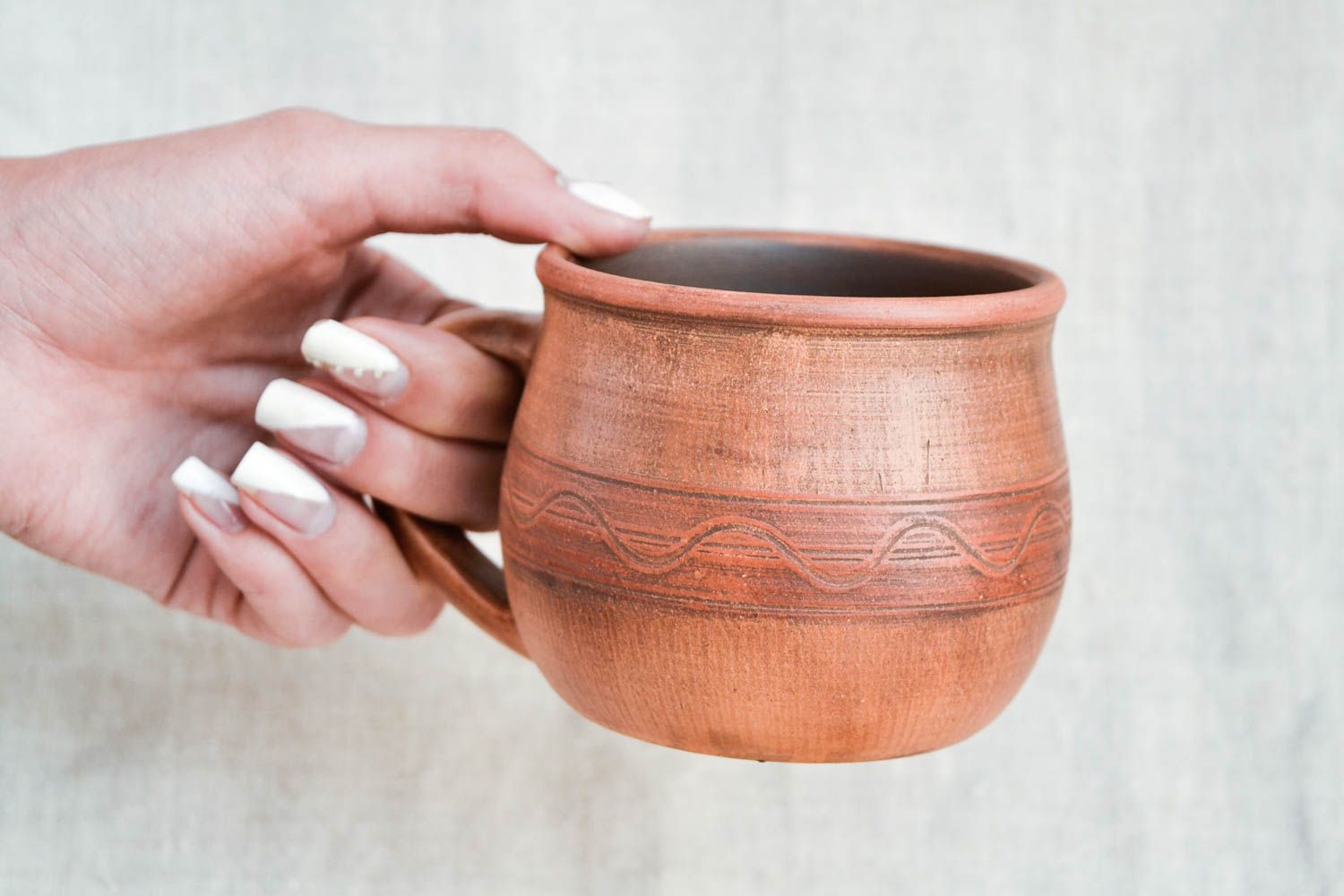 Taza de cerámica hecha a mano decorativa vajilla de barro regalo original 300 ml foto 2