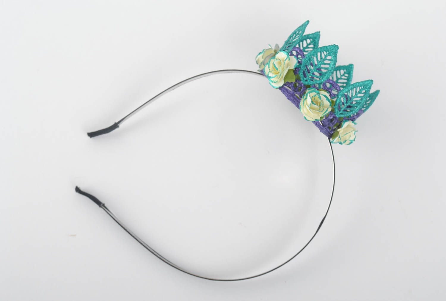 Diadema de flores artesanal estilosa corona para cabello accesorio para el pelo foto 4