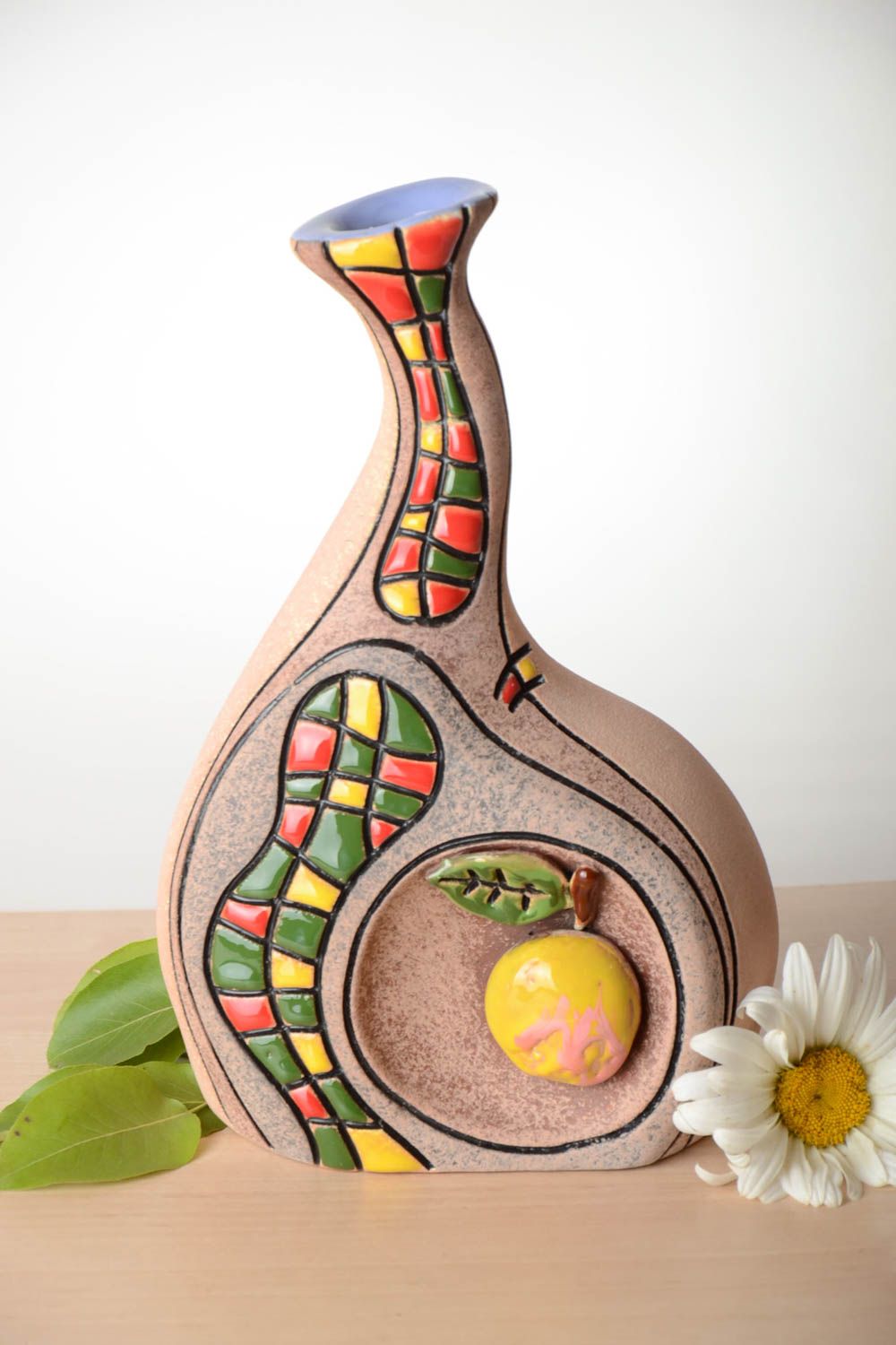 Vase argile Déco maison fait main 1.5 litre céramique design Cadeau original photo 1