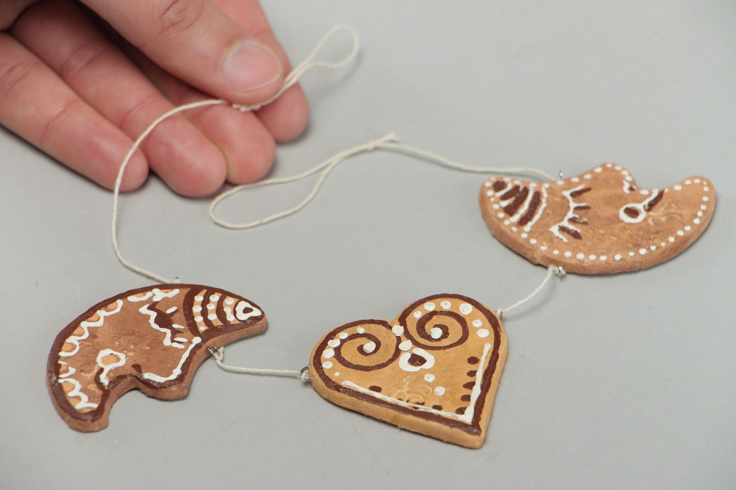 Handgemachte Deko Girlande aus dekorativen Süßigkeiten für Weihnachten aus 3 Stück foto 4