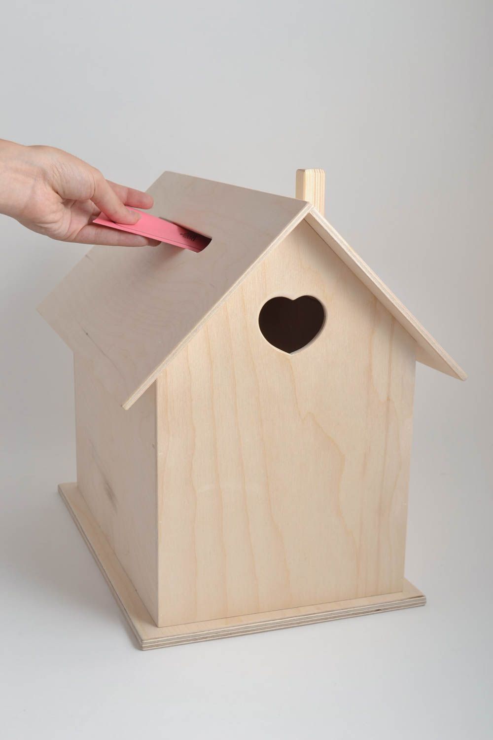Boîte aux lettres maison faite main Objet en bois brut à décorer Déco maison photo 5