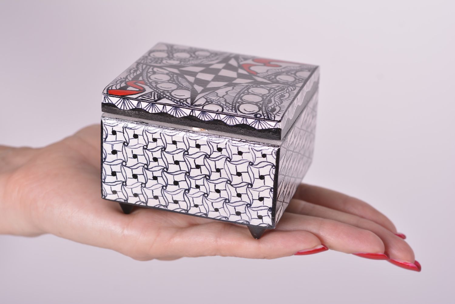 Handmade designer zentangle technique jewelry box stylish present for woman photo 4